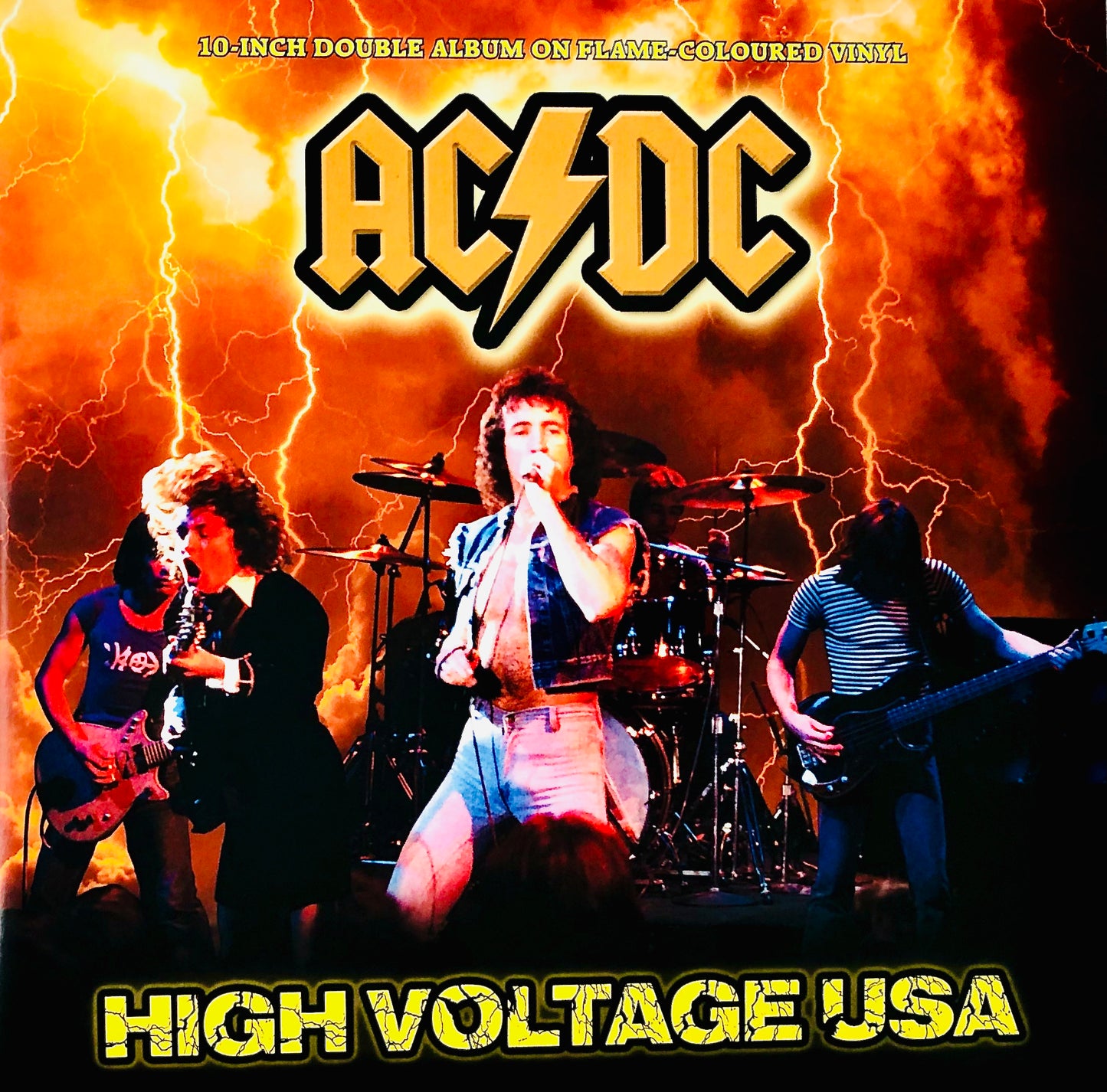 AC DC - High Voltage (Live in USA, 1977) - Doppio Vinile Arancione Fiammato (Made in UK) + Toppa