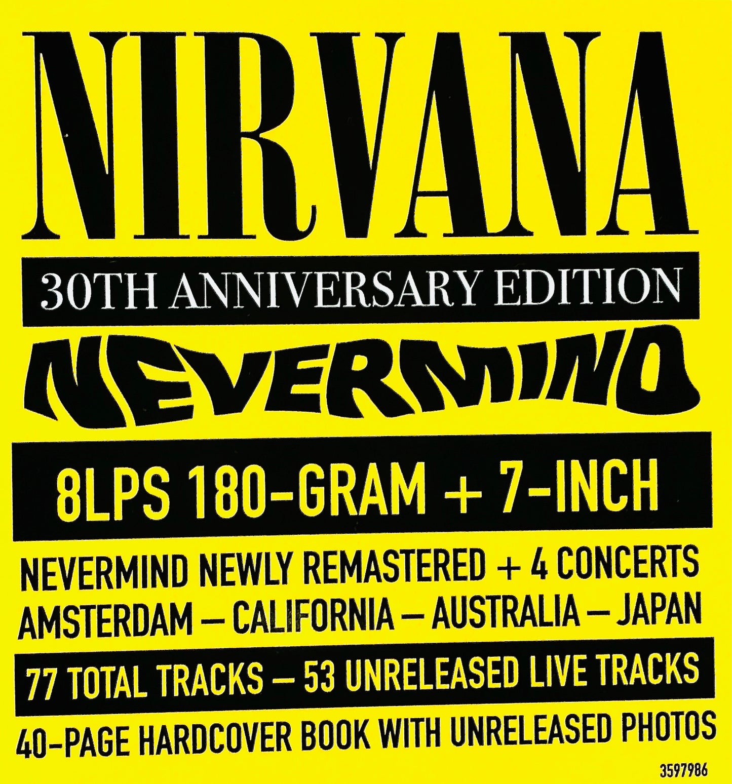 NIRVANA - Nevermind - 30th Anniversary (Deluxe Box Edition) (n° 8 LPs 12" + n° 1 45rpm 7")