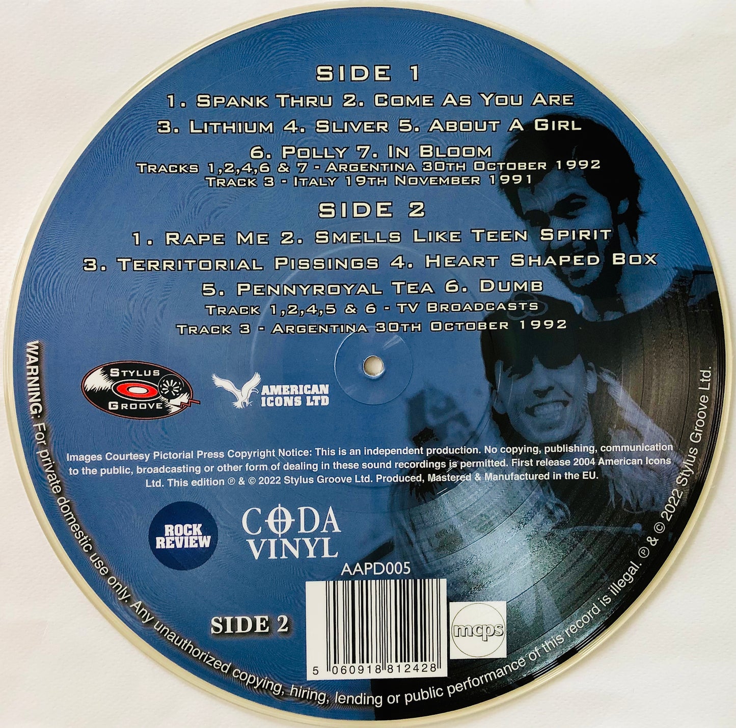 NIRVANA - Greatest Hits in Concert - Picture Disc (made in UK)