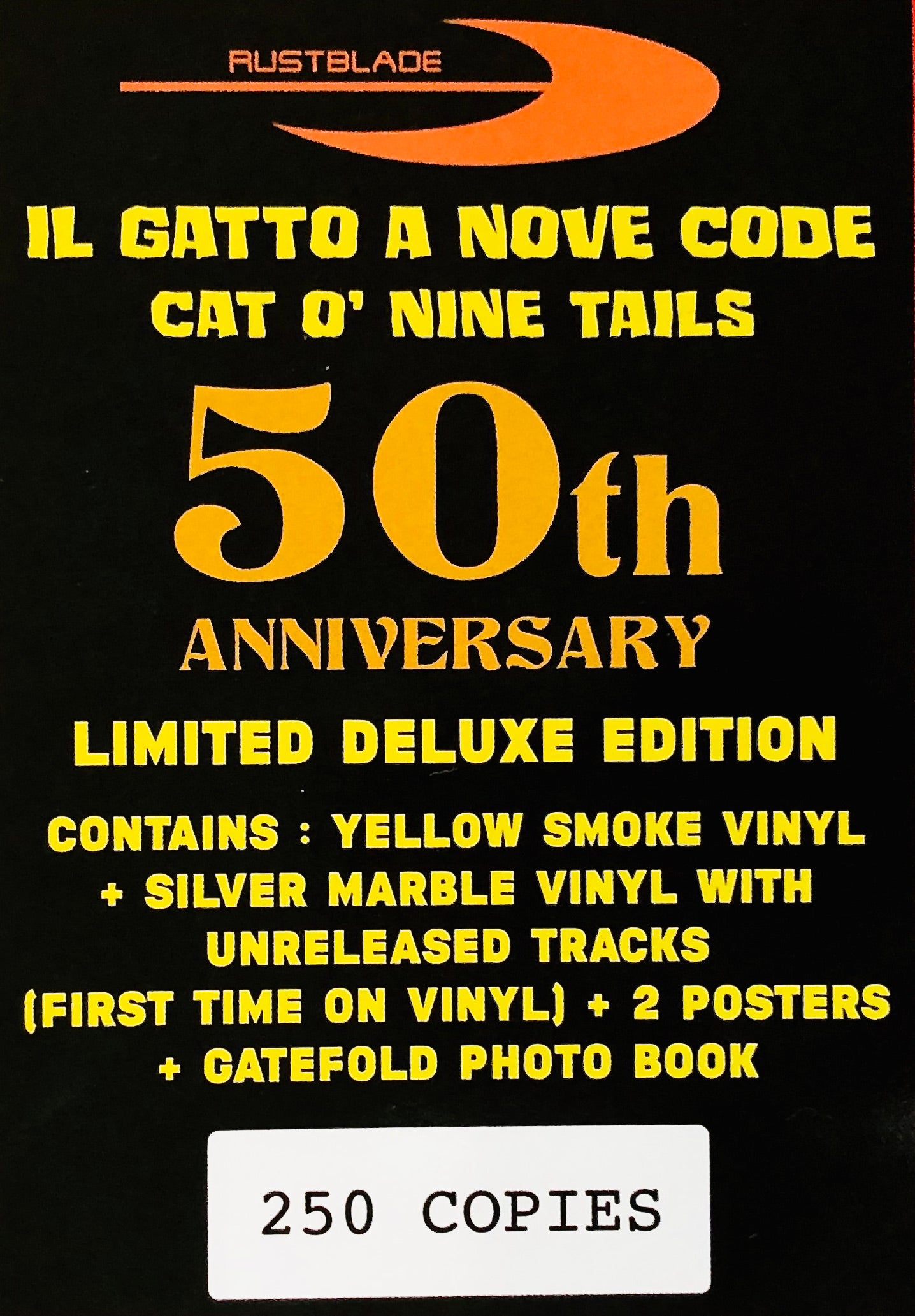 ENNIO MORRICONE - Il Gatto a nove code (Expanded Deluxe Edition) - Doppio Vinile (giallo fumo + argento marmorizzato)