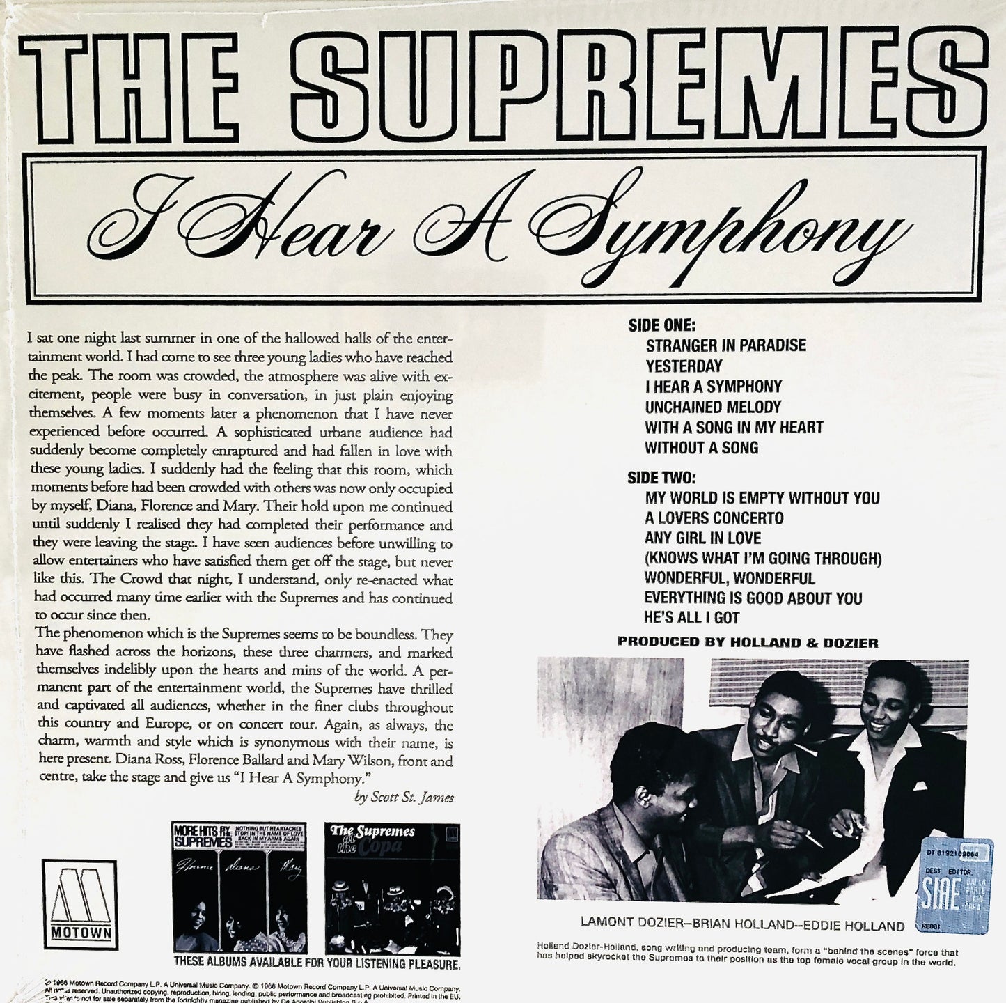 THE SUPREMES - I hear a symphony - Vinile Rimasterizzato (Remastered Vinyl)