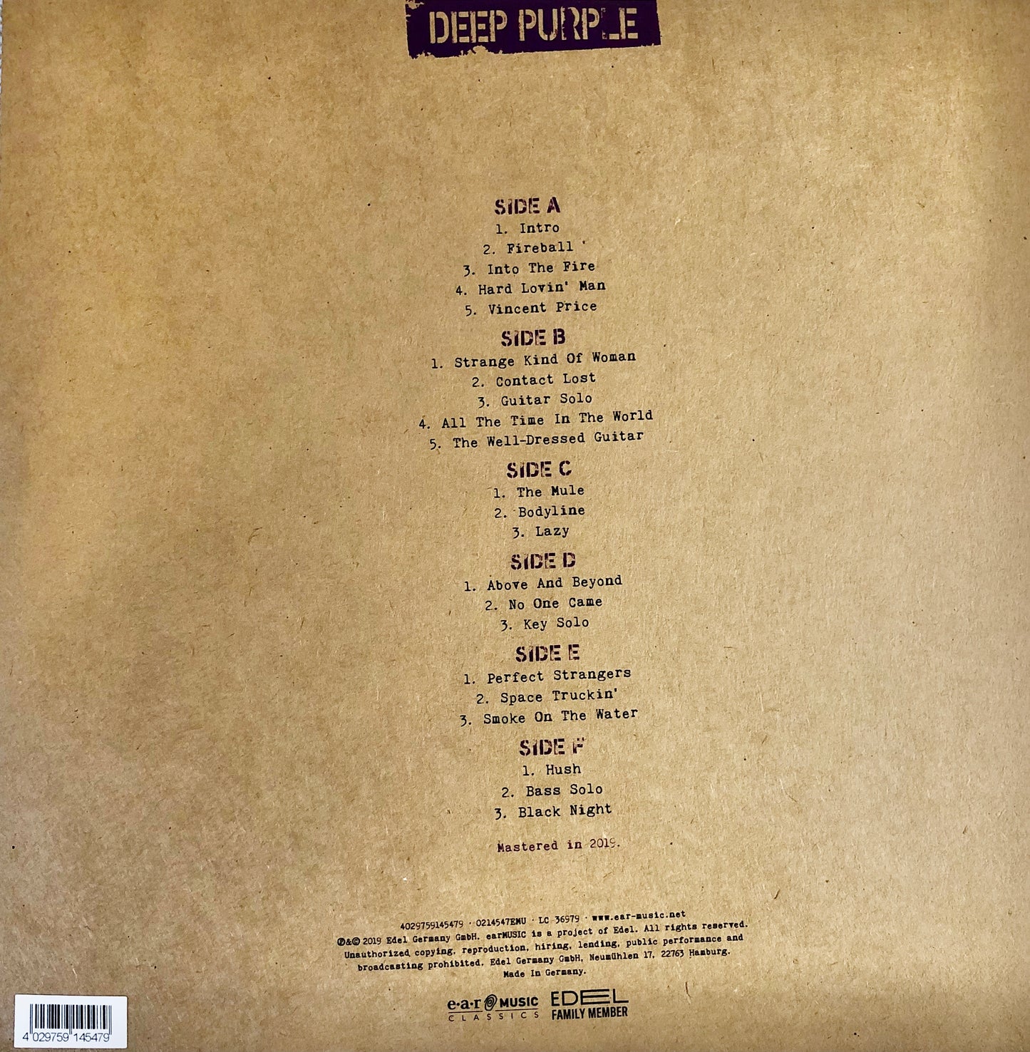 DEEP PURPLE - Live Ippodromo delle Capannelle (Rome,Italy) 22/07/2013 - Triplo Vinile Porpora