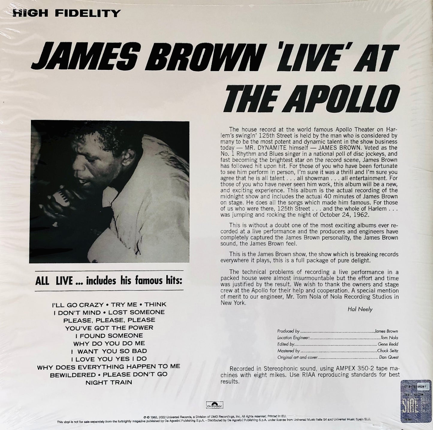 JAMES BROWN - Live at the Apollo - Vinile Nero (Black Vinyl)