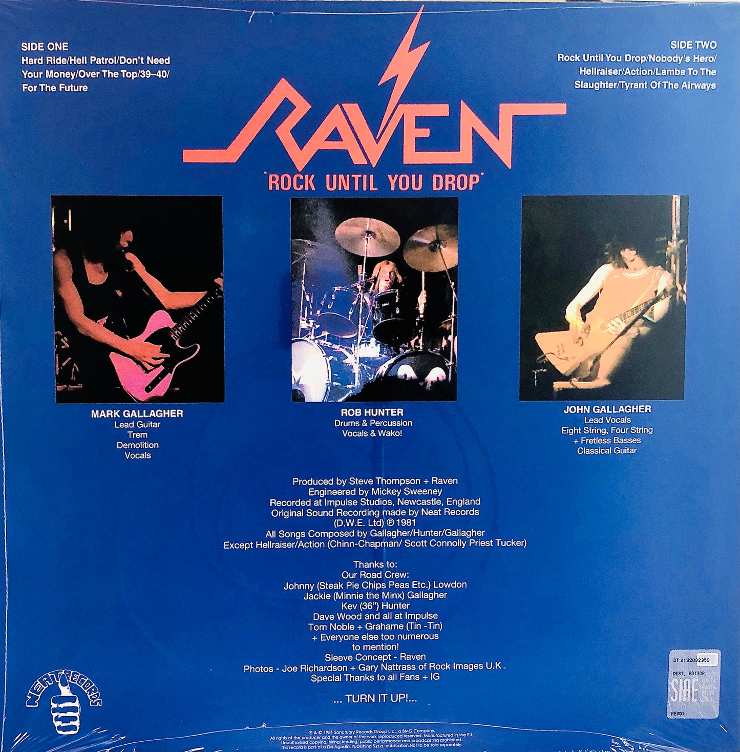 RAVEN - Rock until you drop - Vinile Nero Rimasterizzato + Toppa