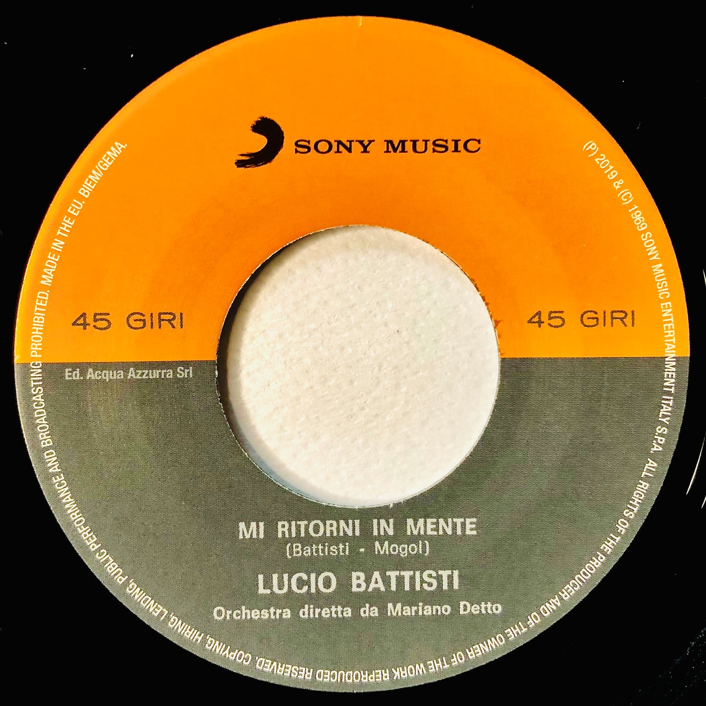 LUCIO BATTISTI - (canta:) Mi ritorni in Mente - 45rpm Nero Rimasterizzato (Remastered 7” Black Vinyl)