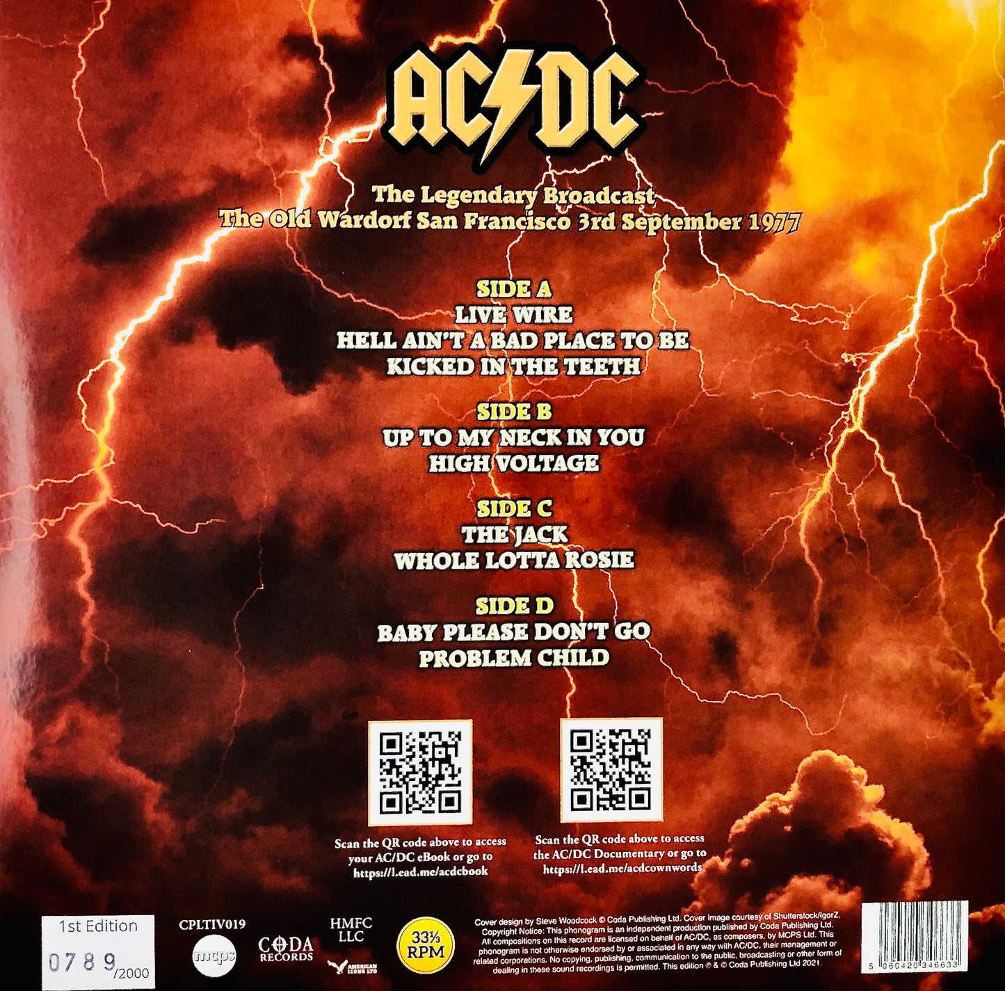 AC DC - High Voltage (Live in USA, 1977) - Doppio Vinile Arancione Fiammato (Made in UK) + Toppa