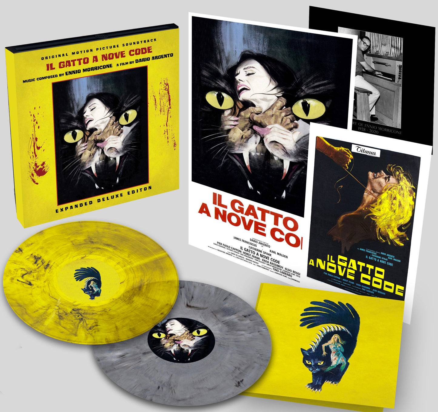 ENNIO MORRICONE - Il Gatto a nove code (Expanded Deluxe Edition) - Doppio Vinile (giallo fumo + argento marmorizzato)