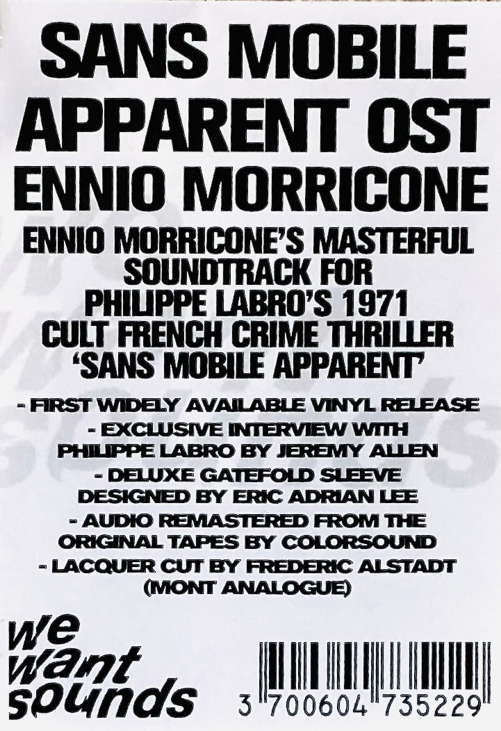 ENNIO MORRICONE - Senza Motivo Apparente (Sans Mobile Apparent) -  Vinile Nero Rimasterizzato