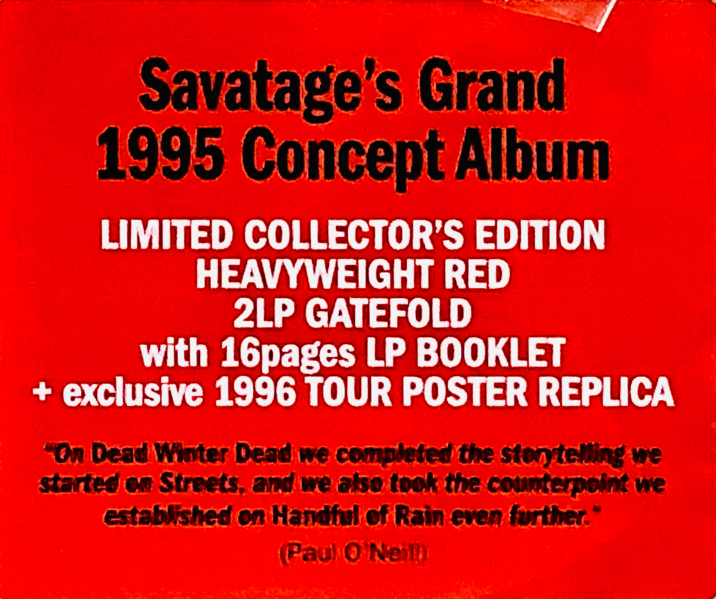 SAVATAGE - Dead Winter Dead - Doppio Vinile Rosso