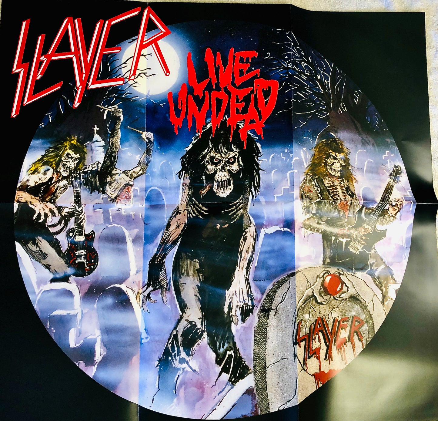 SLAYER - Live Undead - Vinile Splatter Blu / Nero + Toppa (USA, ed. lim. 1000 copie)