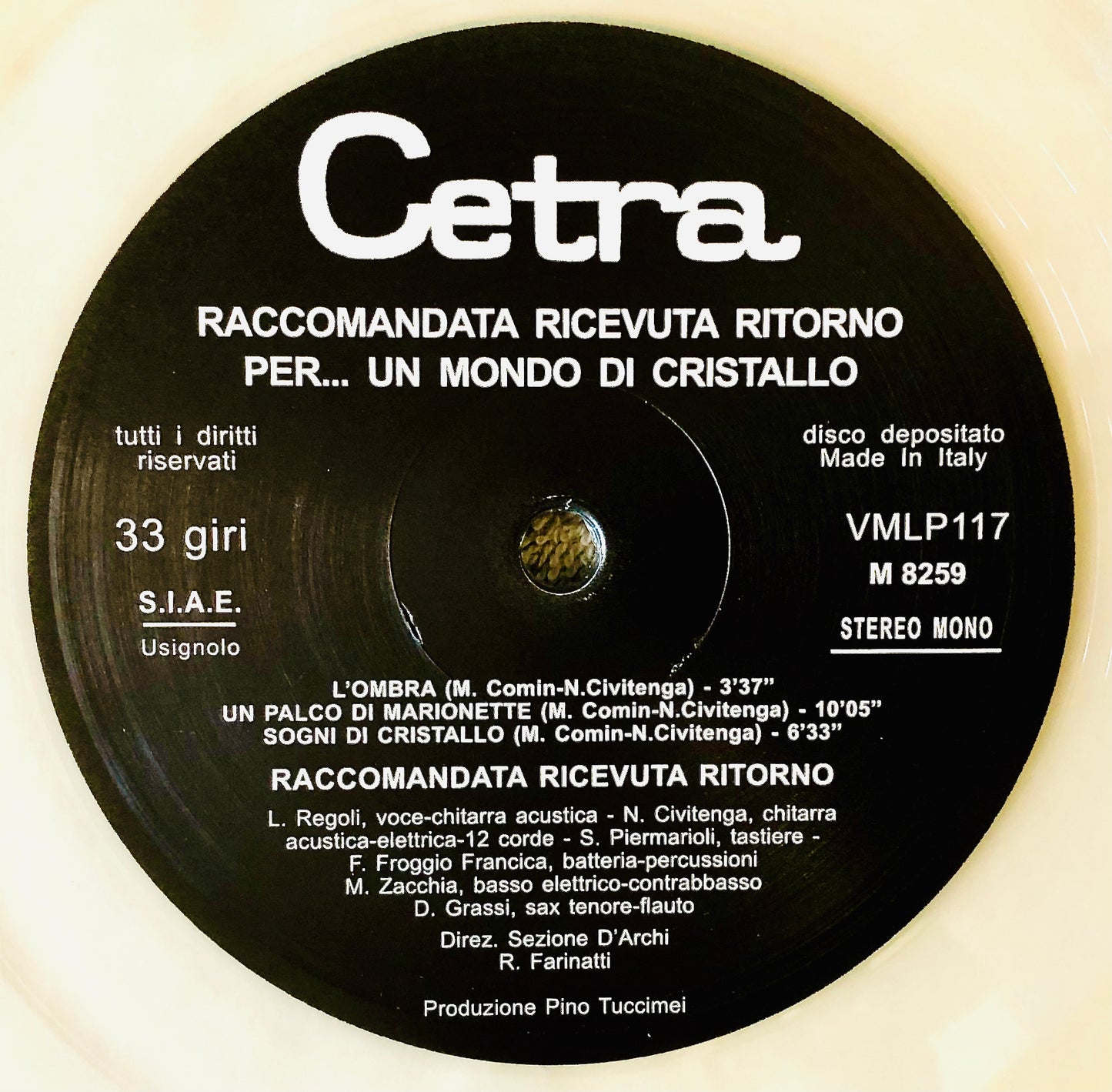 RACCOMANDATA RICEVUTA RITORNO - per…Un Mondo di Cristallo - Vinile Trasparente (2022 - Ed. Lim. 300 copie)