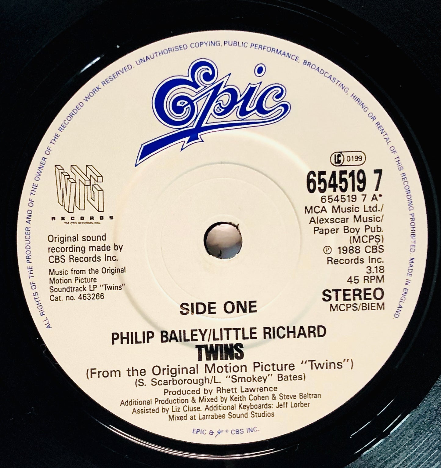 PHILIP BAILEY / LITTLE RICHARD - Twins - 45rpm Usato / Colonna Sonora