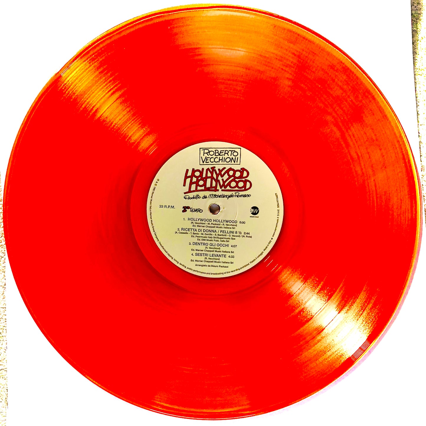 ROBERTO VECCHIONI - Hollywood Hollywood - Vinile Arancione Trasparente Record Store Day 2021 (Ed. Lim. Num. 1000 copie)