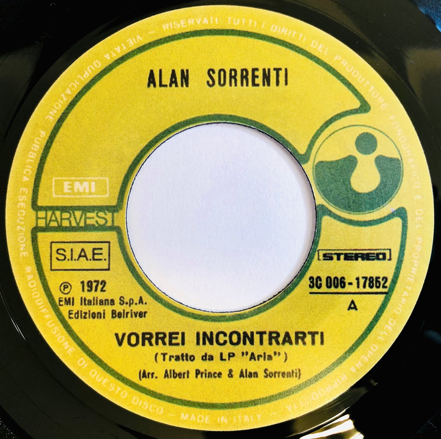 ALAN SORRENTI - Vorrei Incontrarti / Un Fiume Tranquillo - 45rpm Vinile Nero (7" Black)