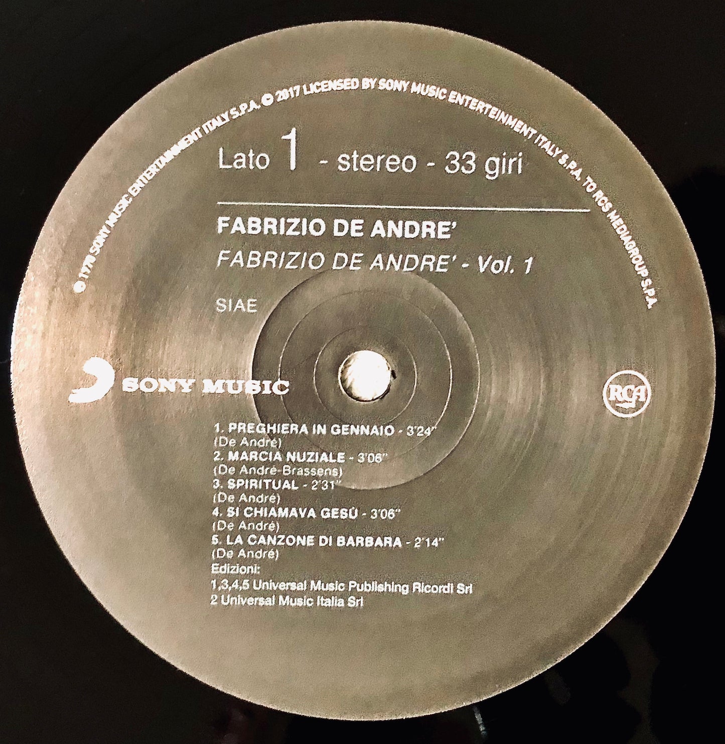 FABRIZIO DE ANDRE’ - Volume 1 - Vinile Nero