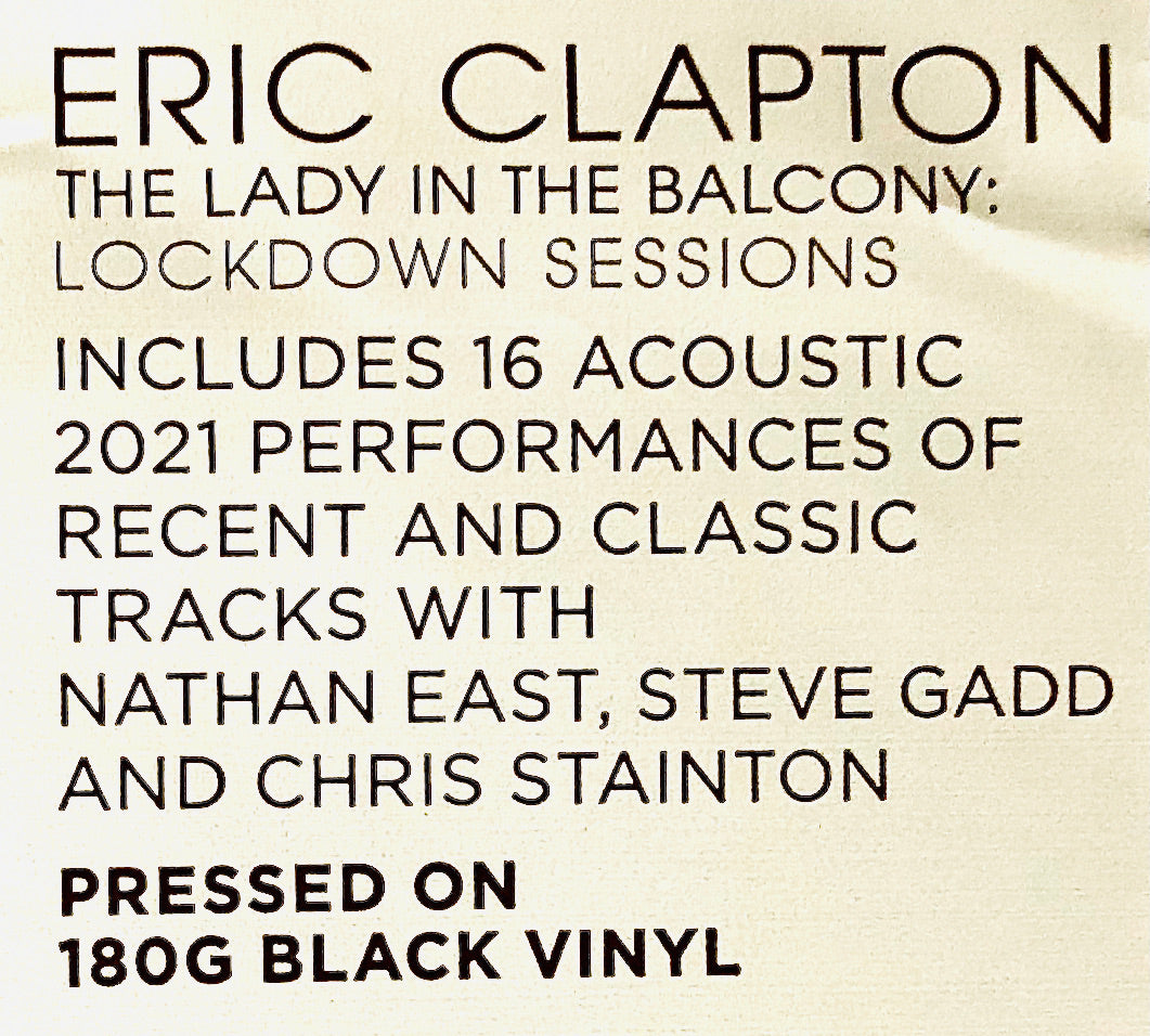 ERIC CLAPTON - The Lady in the balcony: Lockdown Sessions - Doppio Vinile Nero