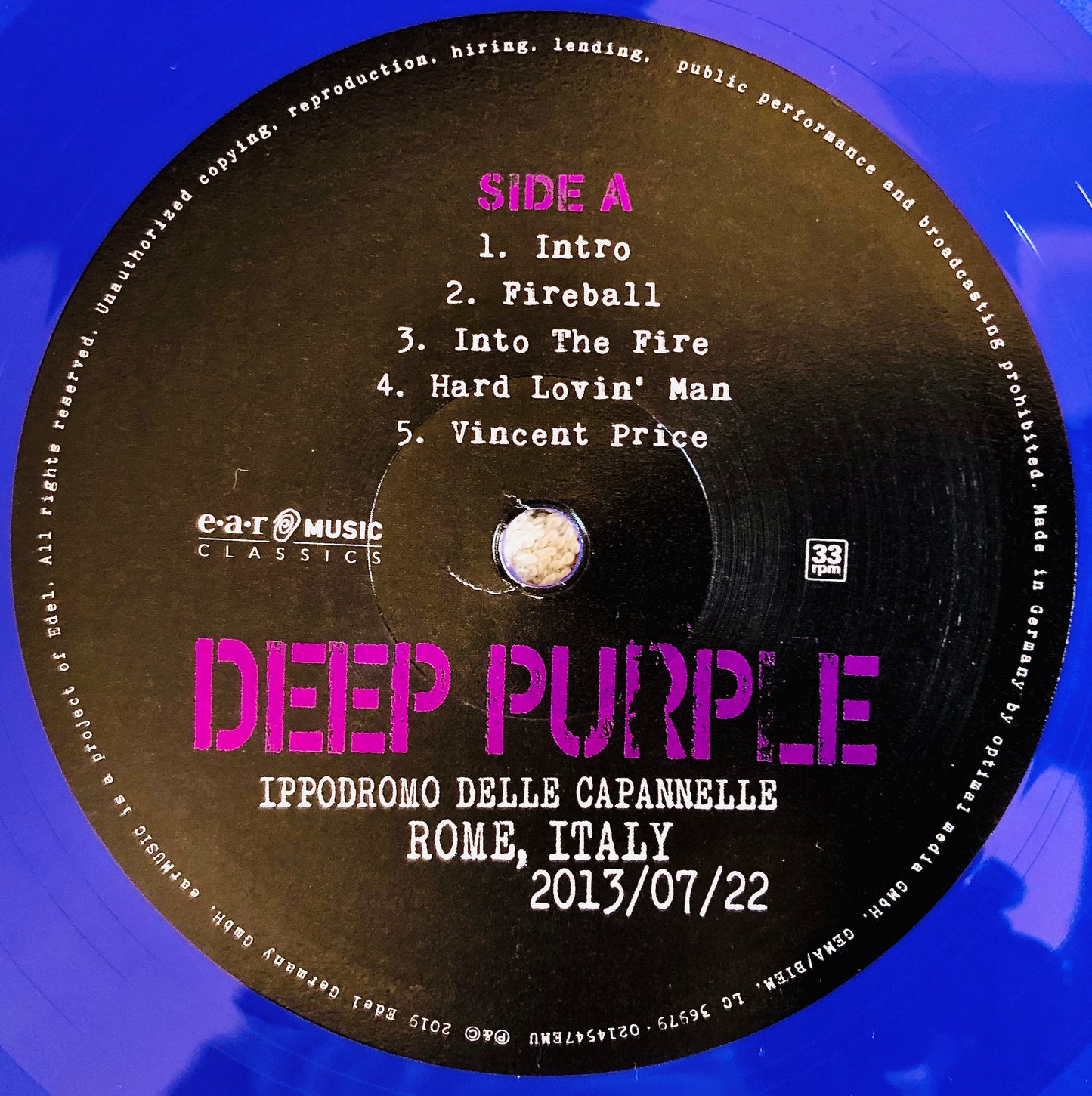 DEEP PURPLE - Live Ippodromo delle Capannelle (Rome,Italy) 22/07/2013 - Triplo Vinile Porpora