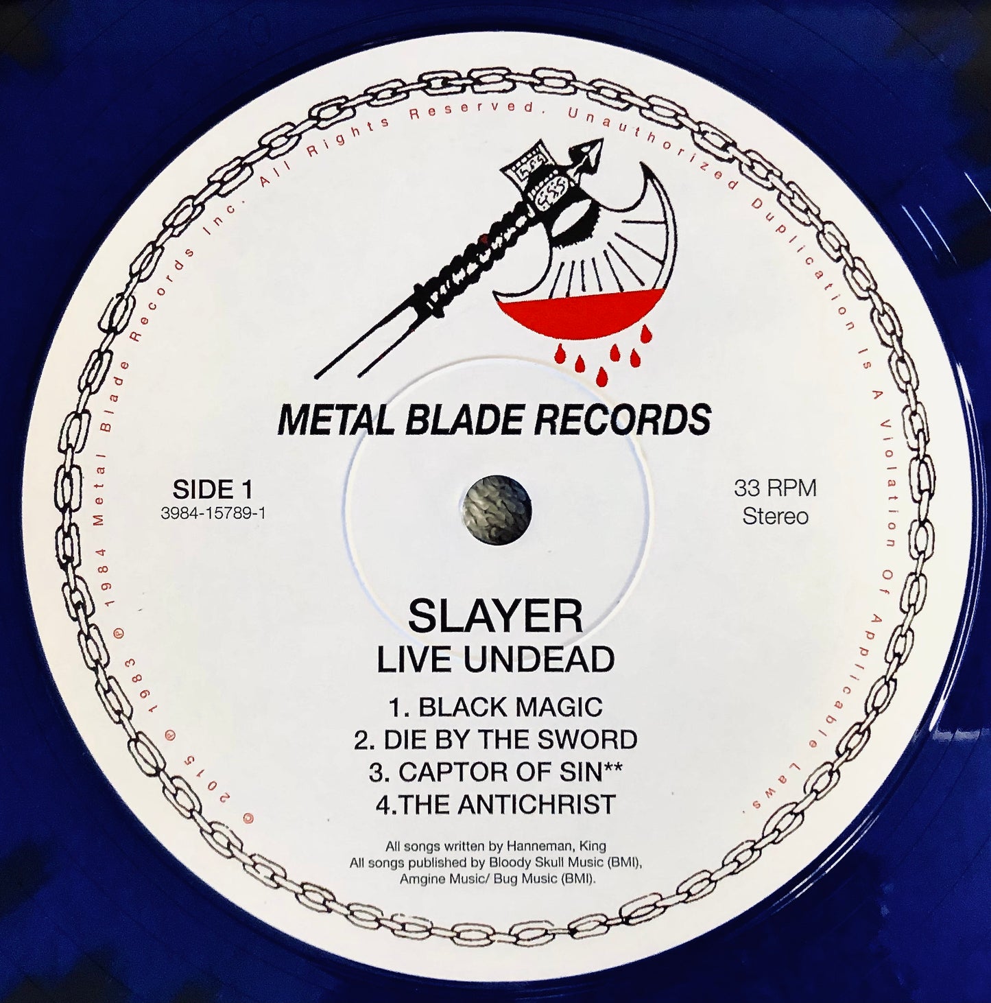 SLAYER - Live Undead - Vinile Splatter Blu / Nero + Toppa (USA, ed. lim. 1000 copie)