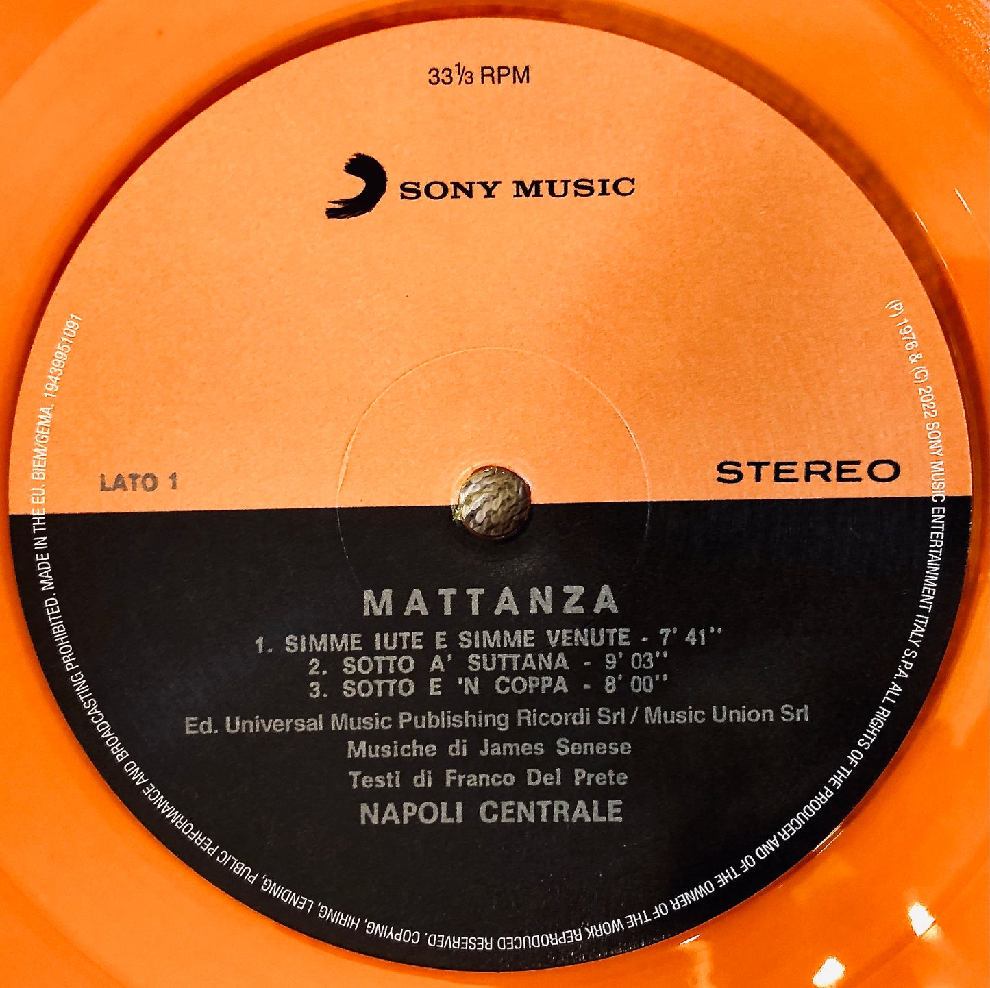 NAPOLI CENTRALE - Mattanza - Vinile Arancione Trasparente (Clear Orange Vinyl)